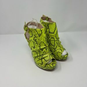 Neon green snake print heels